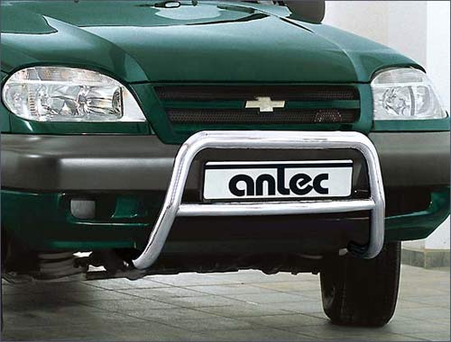 Chevrolet Niva/Lada с 2003 - Кенгурятник Bully 51 низкий, нержавейка, полированная