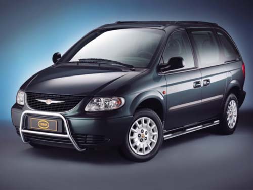 Chrysler Voyager с 01 - Трубы боковые с площадкой для ноги 60 мм, нержавейка(короткая база)
